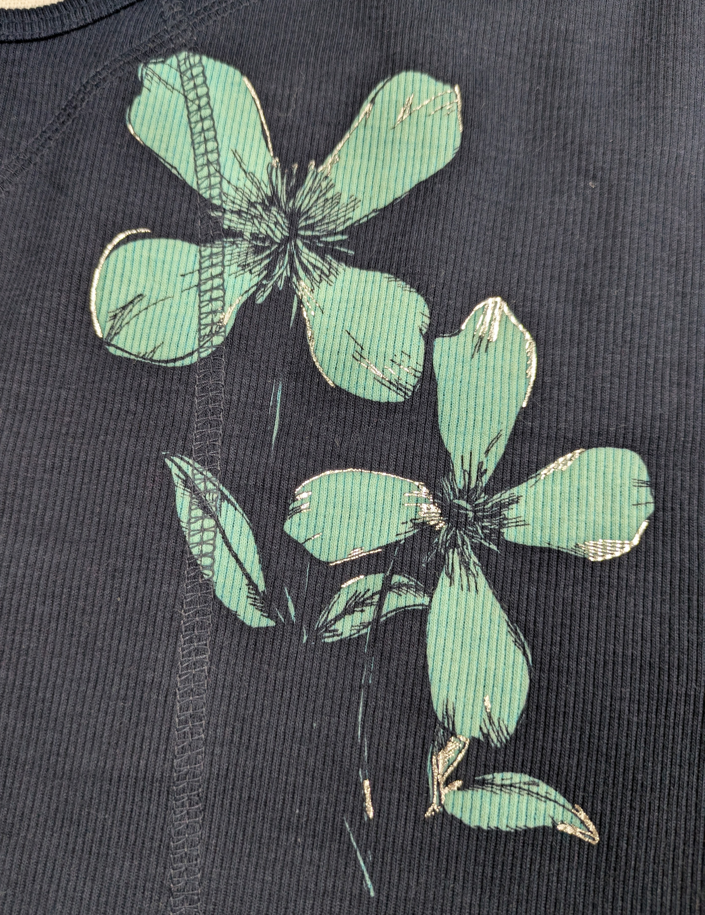 Old Navy do a little yoga Navy Blue Racer back Tank with Flowersn Size XXL