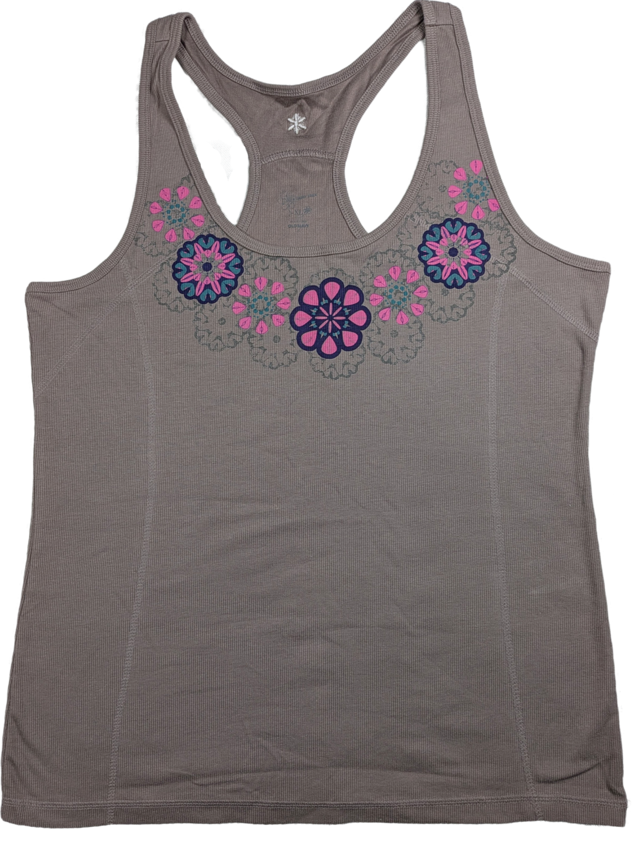 Old Navy do a little yoga Beige Racerback Tank with Pink Flowers Size XL