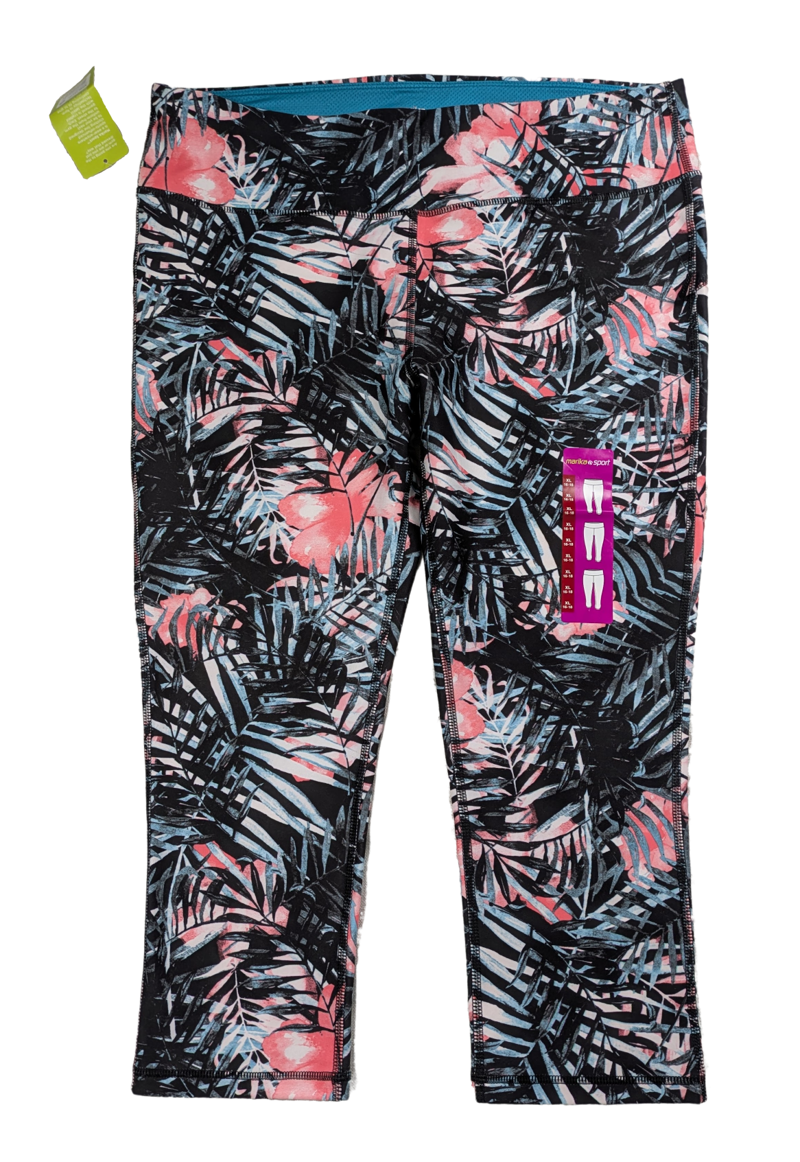 Marika Sport Cropped Tropical Print Leggings Size XL NWT