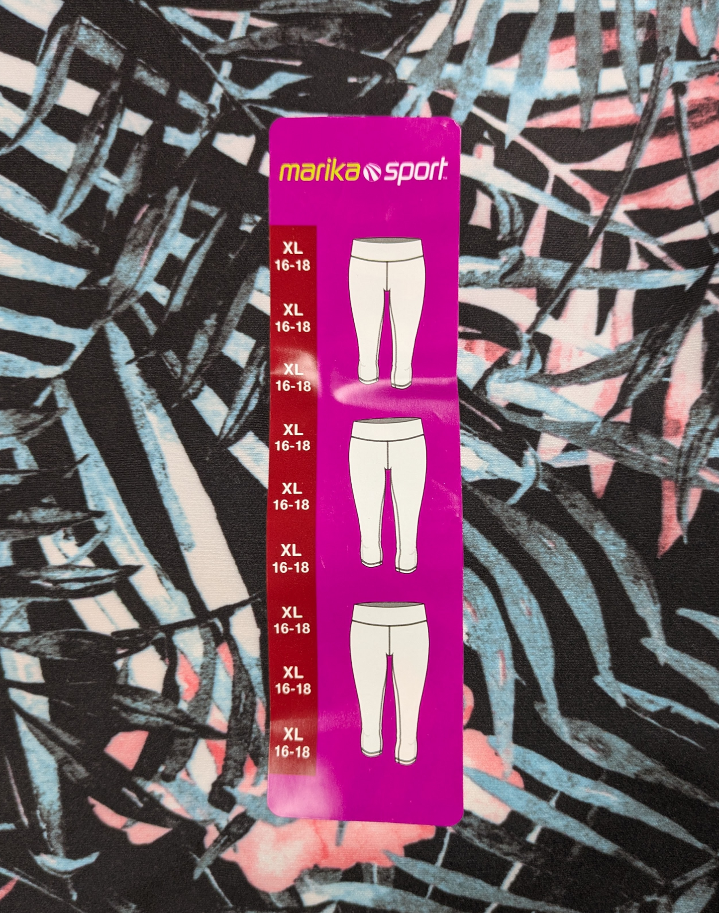 Marika Sport Cropped Tropical Print Leggings Size XL NWT