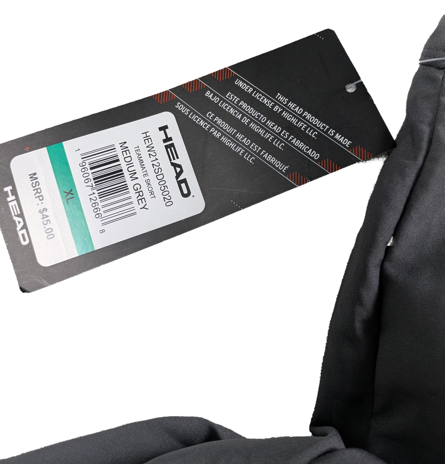 Head Gray Pleated Tennis Skirt/Skort with built-in shorts Size XL