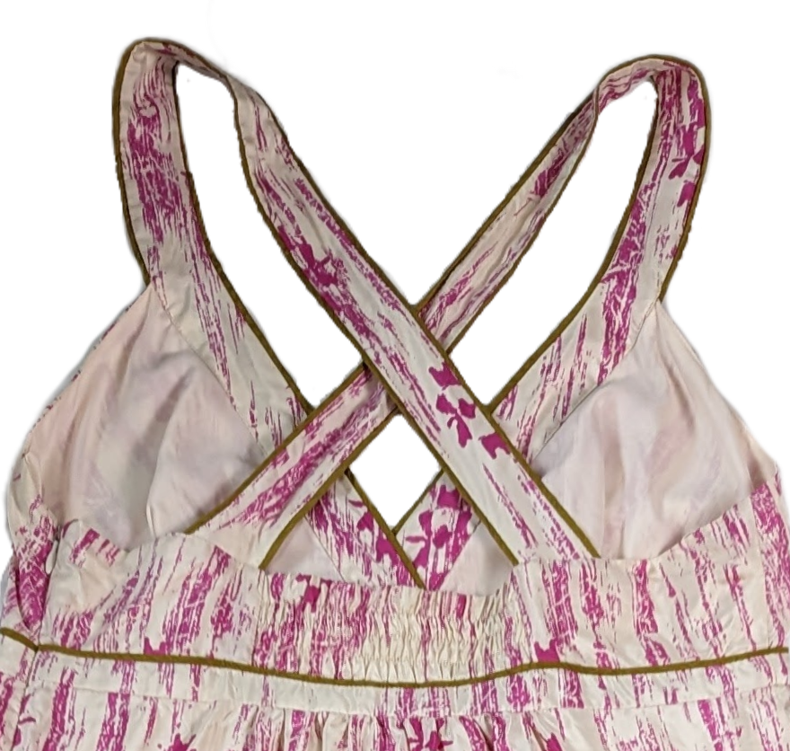 Ann Taylor Loft Silk Maxi Sundress with criss-cross straps and vibrant colors. This Loft Silk Maxi Sundress is a picture perfect piece! Soft ivory silk is adorn the 