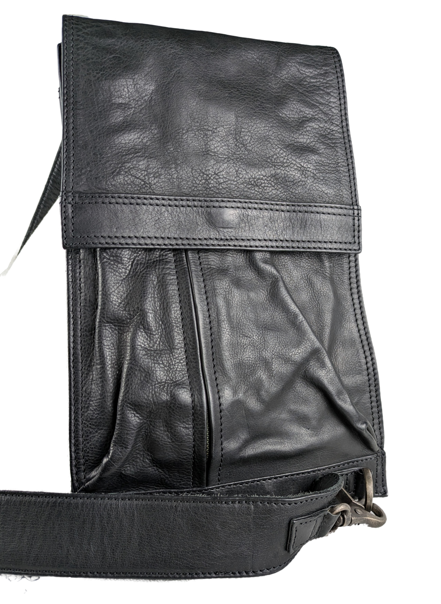 Rock, Paper, Scissors Black Leather Messenger Sling bag Crossbody NWT
