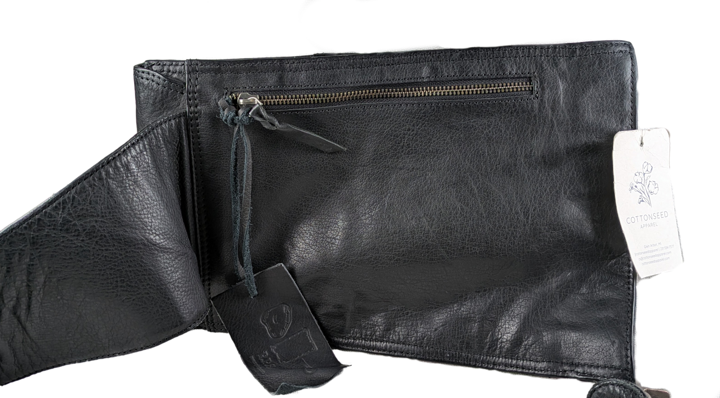 Rock, Paper, Scissors Black Leather Messenger Sling bag Crossbody NWT