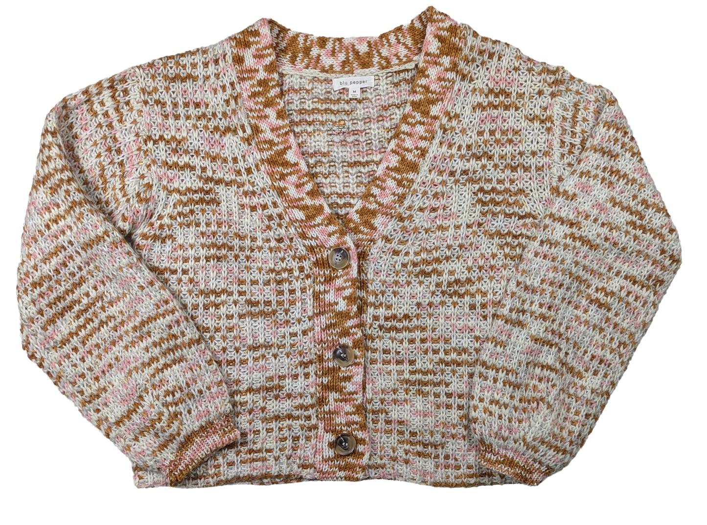 blu pepper Chunky Cardigan Sweater Stay warm and on-trend with the blu pepper Chunky Cardigan Sweater. Its button-up design and cropped, baggy fit make for a cozy an