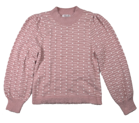89th & Madison Fuzzy Pink Sweater with Puffy Sleeves Size Large Stay cozy and stylish in the 89th &amp; Madison Fuzzy Pink Sweater with Puffy Sleeves. The soft, fuzz