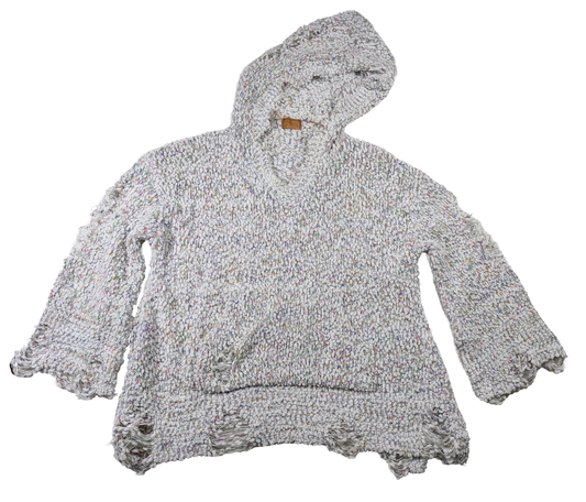 POL by Anthropology Distressed Hoodie Sweater with Front Pocket Size M Stay cozy and stylish with the POL Distressed Hoodie Sweater. Made with confetti yarn, this sw