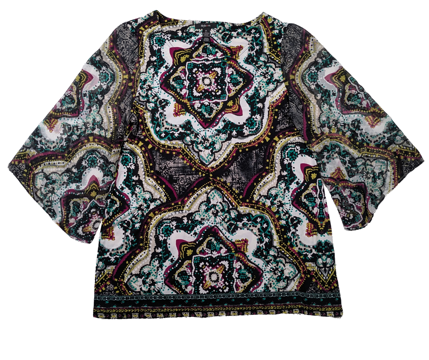 Style & Co. Colorful Paisley Tunic Dress with Bell Sleeves Size XL