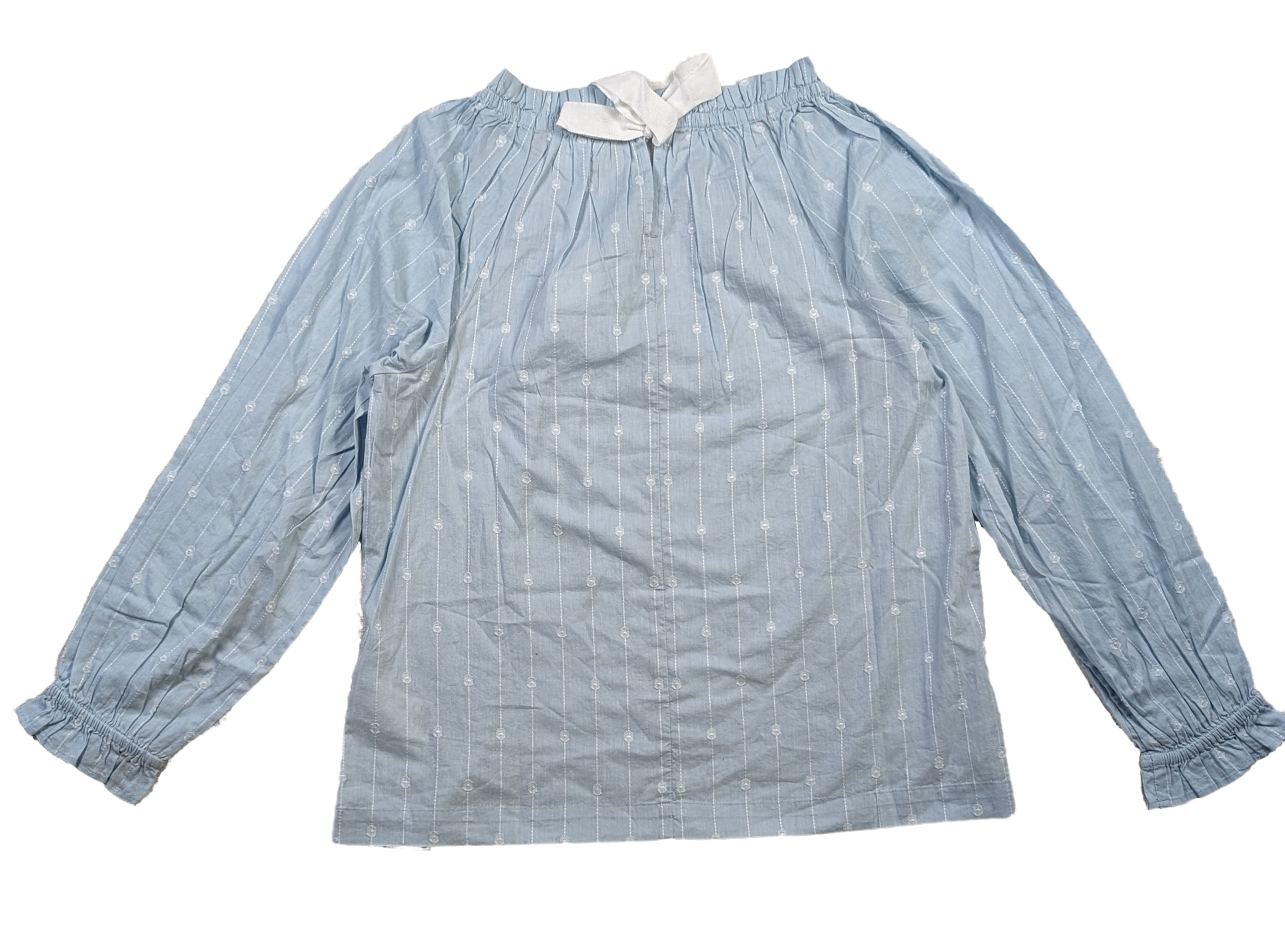 J Crew Light Blue Smock Neck Long Sleeve Blouse Size XS Get ready to add some playfulness to your wardrobe with this J Crew light blue blouse. The smock neck and ruf