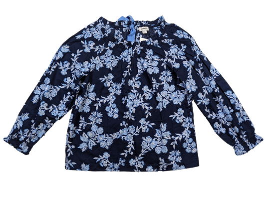 J Crew Navy Floral Smock Neck Long Sleeve Blouse Size PS Elevate your wardrobe with the J Crew Navy Floral Smock Neck Blouse. This long sleeve top features a stylish