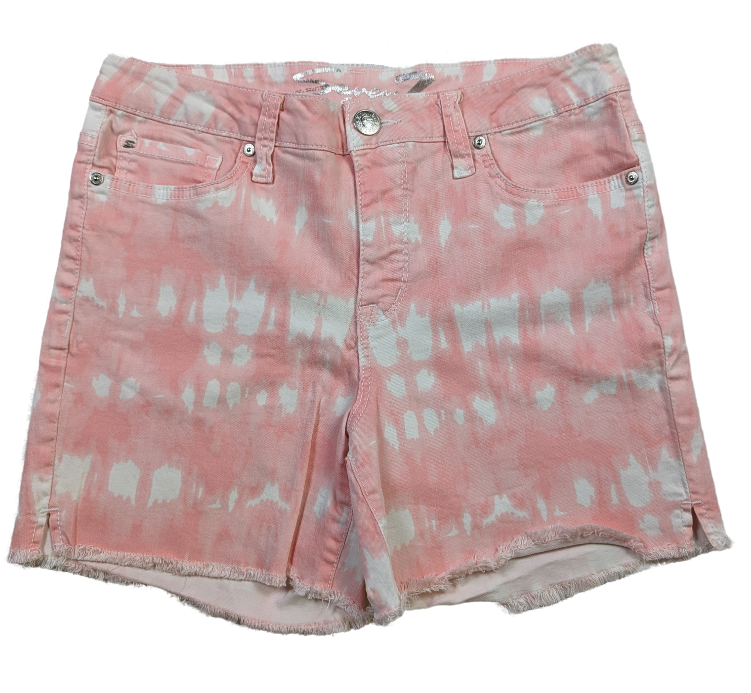 Seven 7 Jeans Pink Tie Dye Weekend Short Size 8 Add some color to your wardrobe with Seven 7 Jeans Pink Tie Dye Weekend Short in size 8. Made with a comfy and stretc