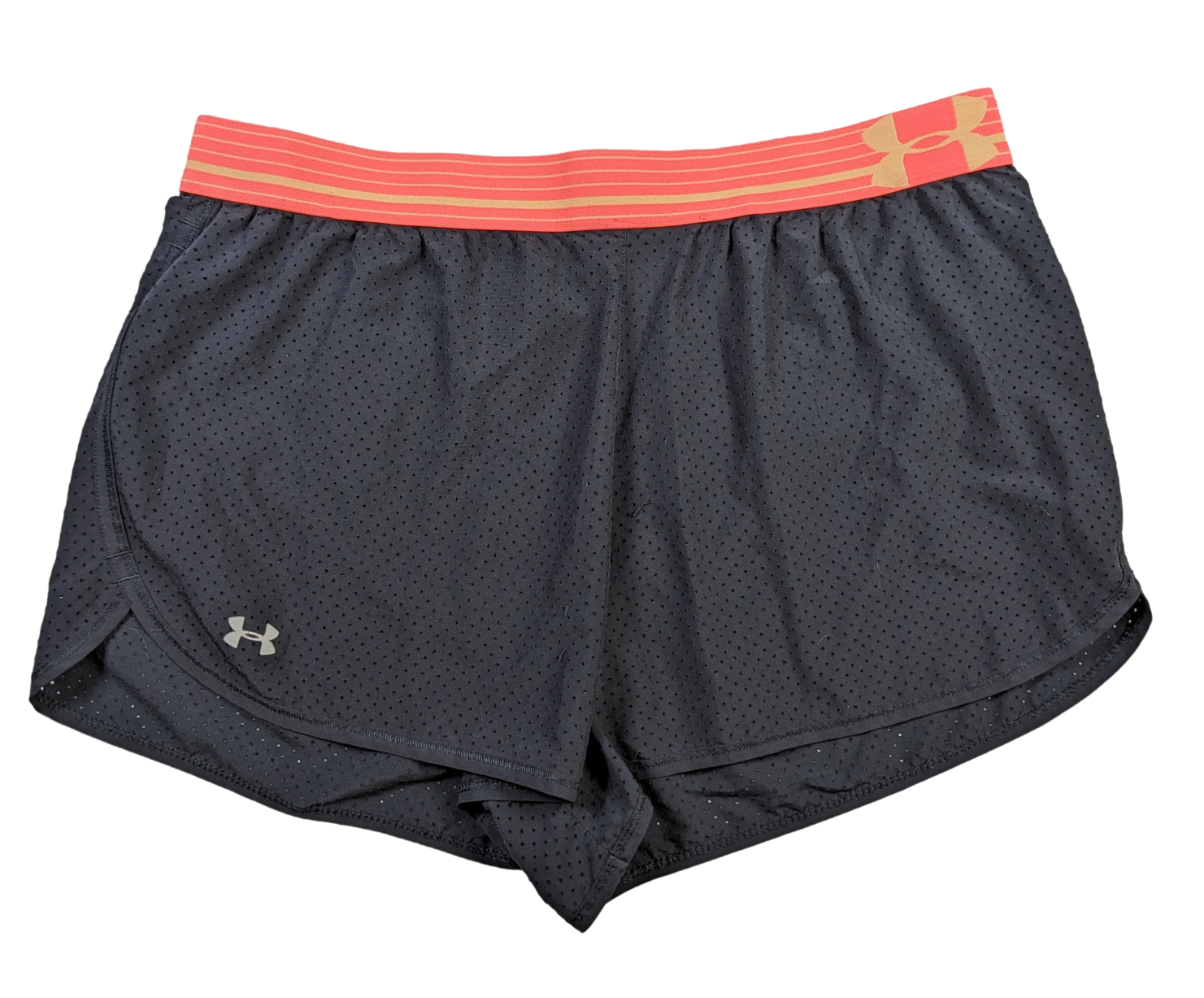 Under Armour Black Mesh Running Shorts with Pink Waist bandGet ready to run in style with these Black Mesh Running Shorts from Under Armour. Made with comfortable me