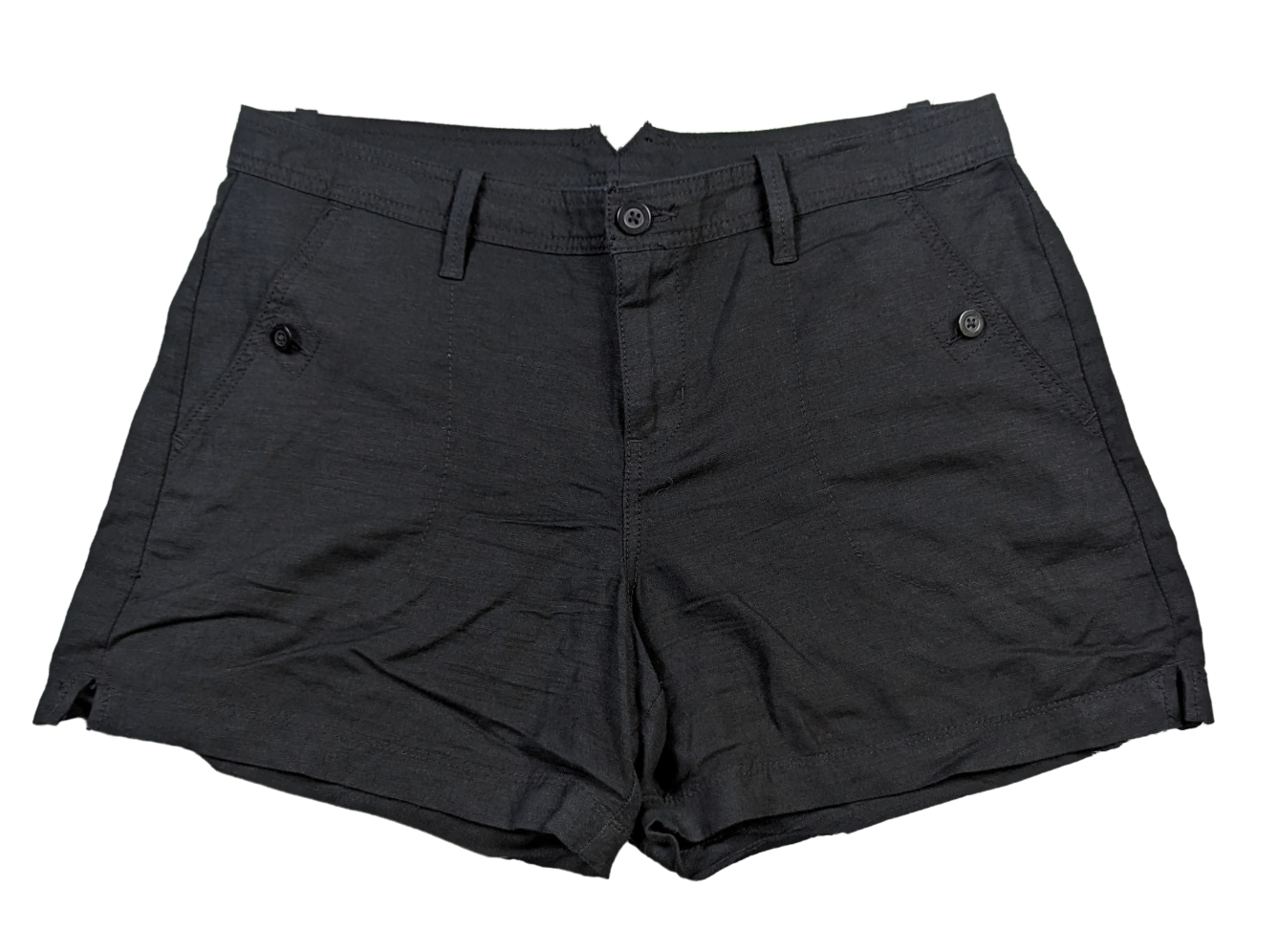 Calvin Klein Black Linen-blend Shorts Size 10 These Calvin Klein Black Linen-blend Shorts in size 10 offer a stylish and comfortable option for any summer outfit. Wi