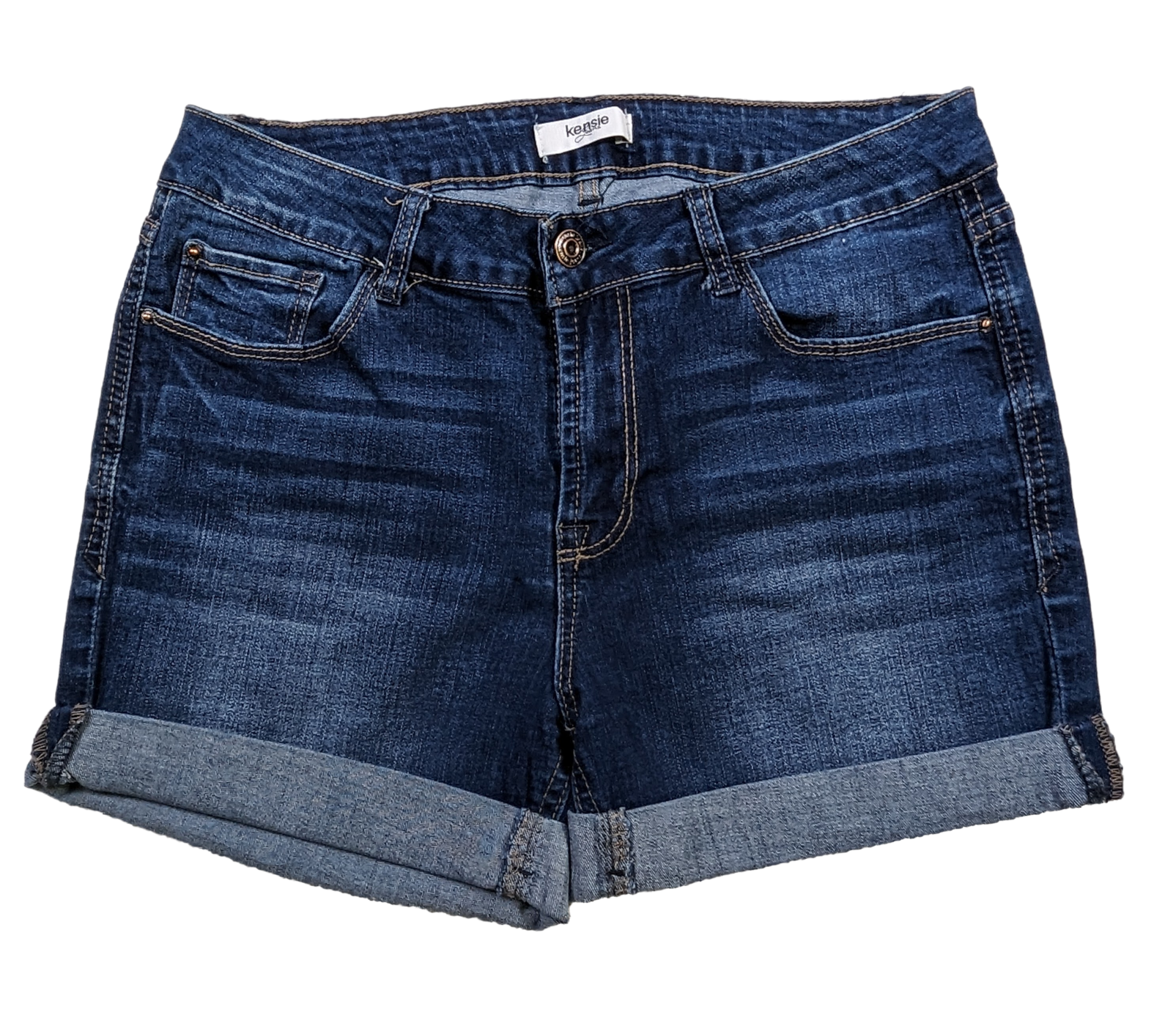 Kensie Denim Cuffed Shorts Size 6 Get ready to rock all summer long in the Kensie Denim Cuffed Shorts! These playful and stretchy shorts will give you a flattering 2