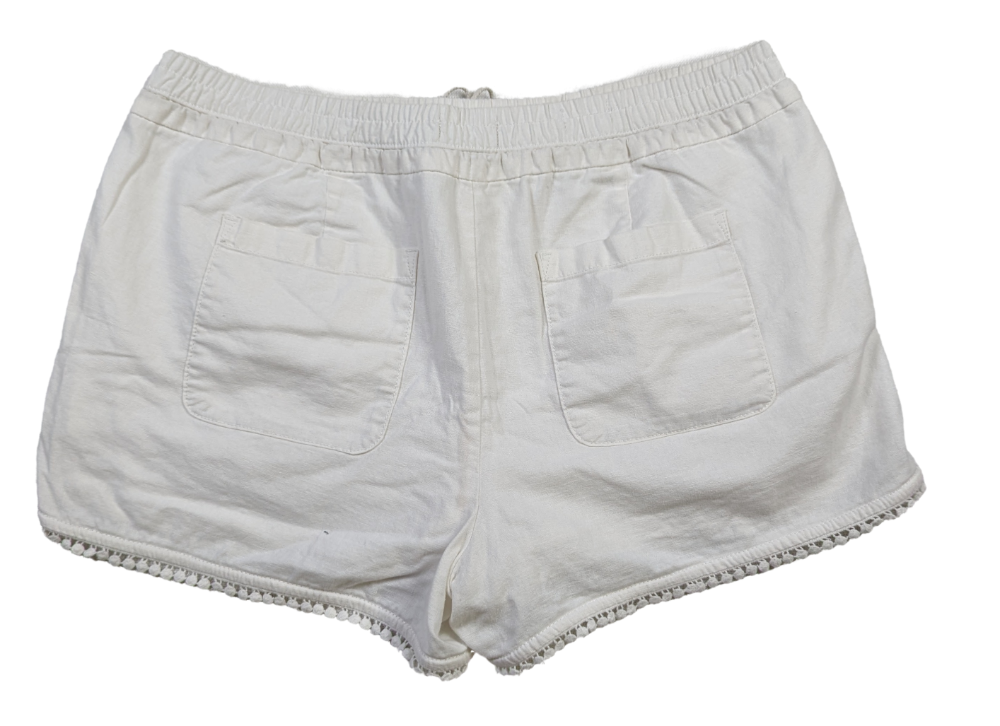 Loft White Running shorts Size M Crafted from a breezy linen blend fabric, these shorts offer a lightweight and breathable feel, making them ideal for warm coastal d