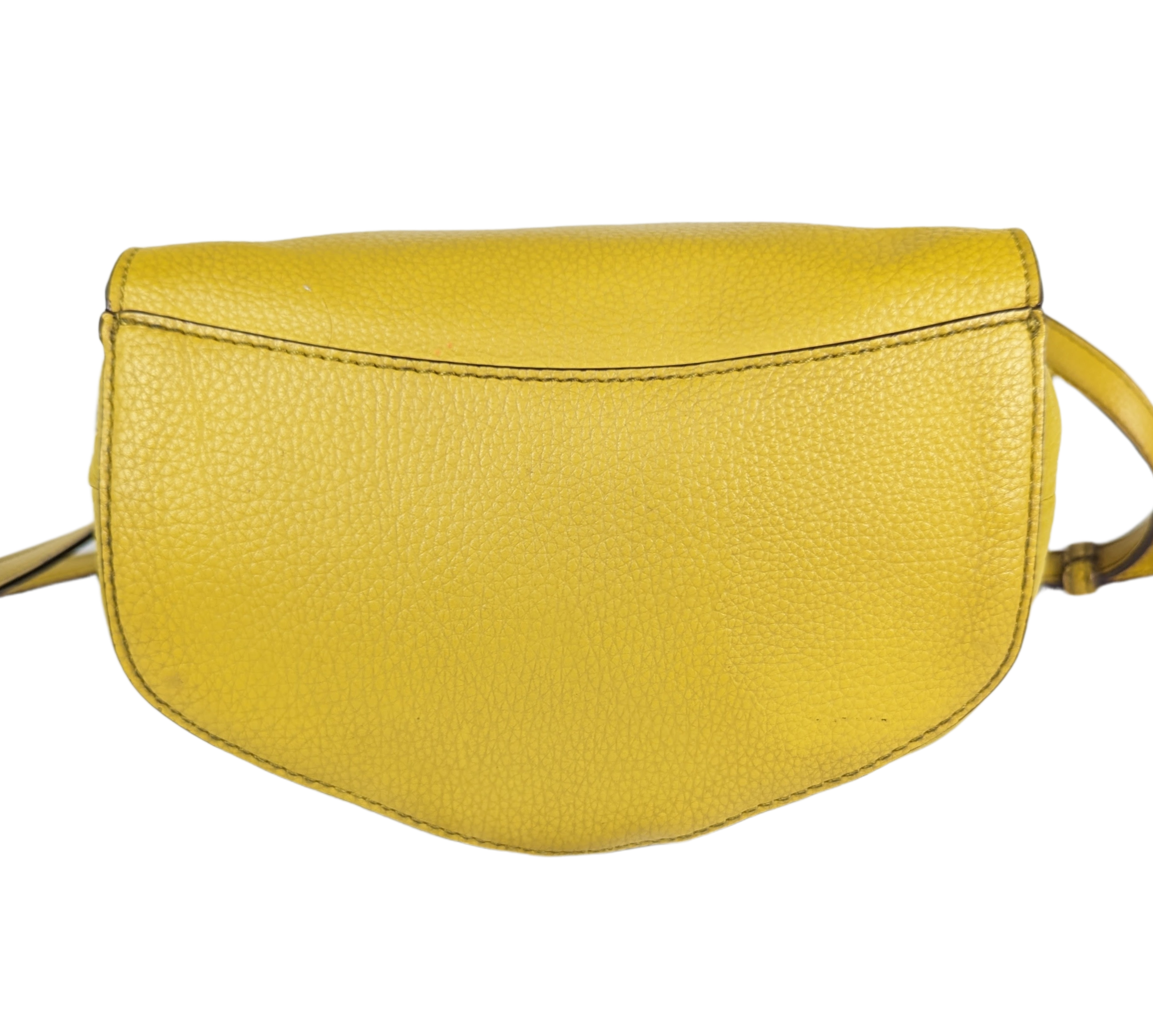 Sanctuary Yellow Leather Bucket Purse - Anthropology with adjustable strap.  Magnetic snap closure with tassel detail. Back pocket and lined interior with pockets. Minor diPurse, handbagSanctuary Yellow Leather Bucket Purse - AnthropoloySanctuary Yellow Leather Bucket Purse - Anthropoloy