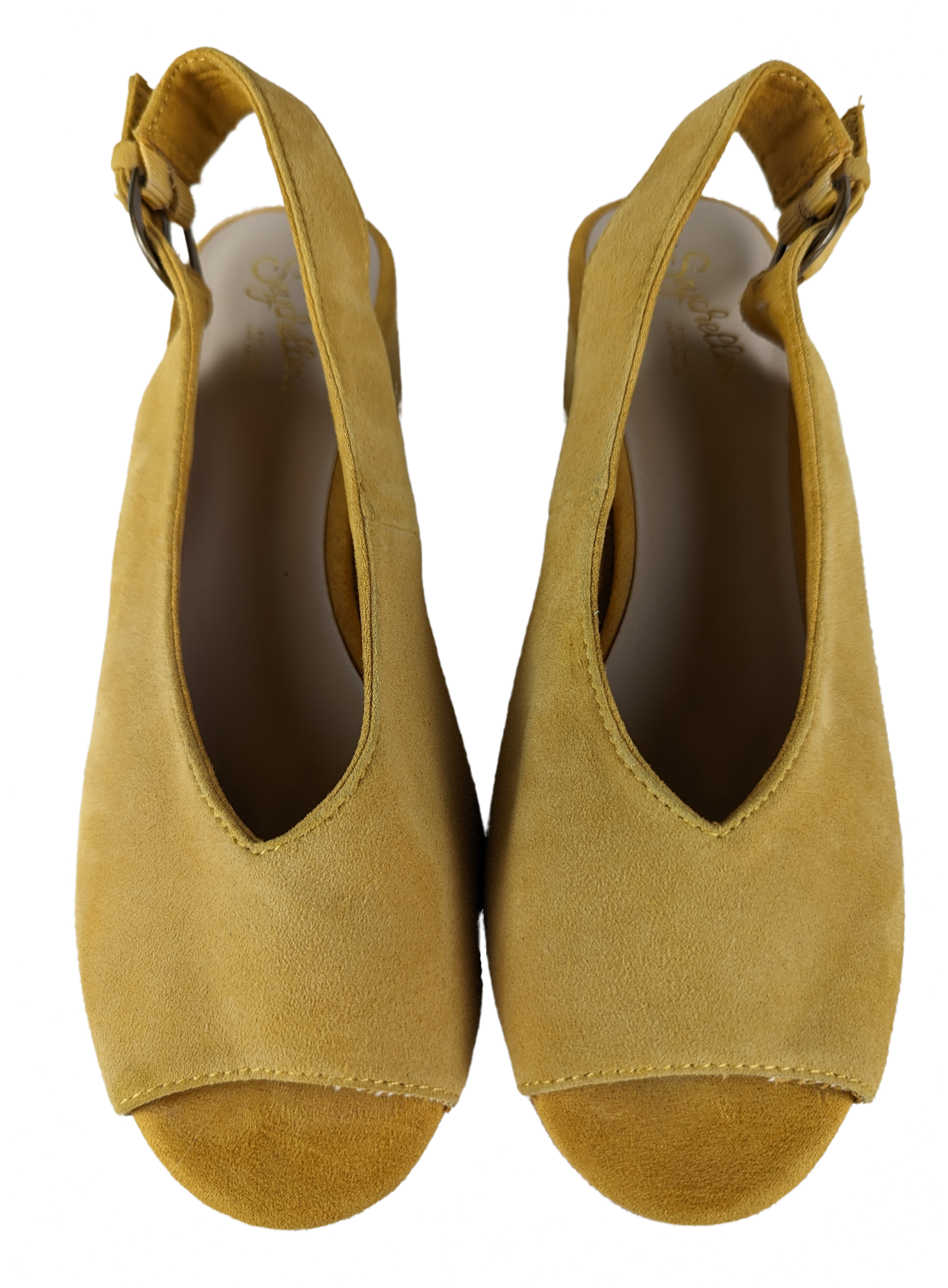 Seychelles Mustard Yellow Suede Chunky Heel Sandals Size 7 1/2 Step into the sun with Seychelles Mustard Yellow Suede Chunky Heel Sandals! These playful sandals feat