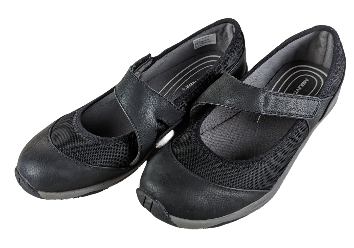 Mountrek Melissa Black Mary Janes EUC size 7 1/2 Explore in comfort with Mountrek Melissa Mary Jane style shoes. Made of durable black leather and nylon, these shoes