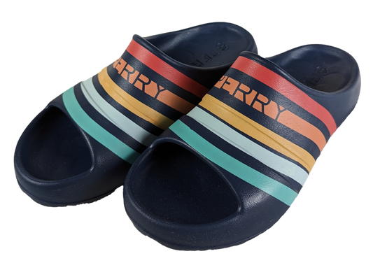Sperry Windward Float Slide Sandal with Rainbow Stripes Size 8 NIB Step into style with these Sperry Windward Float Slide Sandals! Featuring vibrant rainbow stripes 