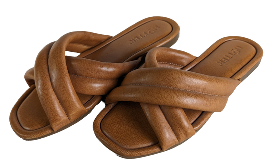 Hotter Rimini Slip-on Sandals Size 7 1/2W This high-style slip-on sandal doesn't compromise on comfort. A modern sandal from its crossover design, Rimini's straps ar