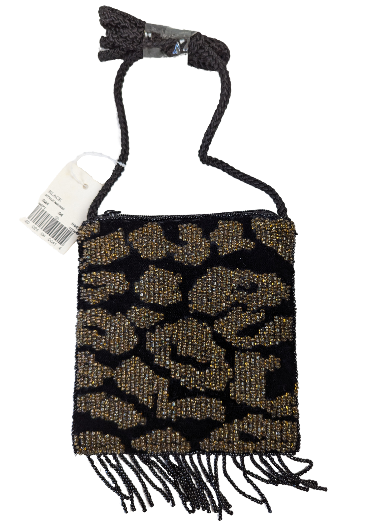 Small Beaded Leopard Print Bag with strap