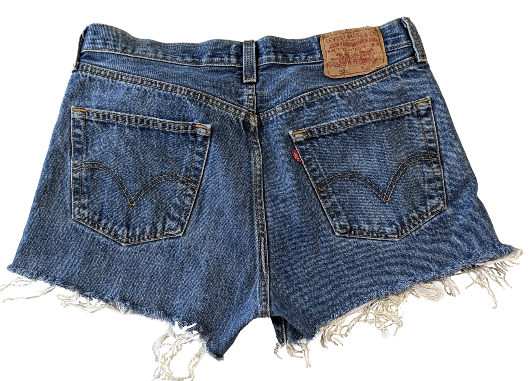 Levi's 501 Cut-off Shorts Waist size 34 Get ready to rock the classic look with Levi's 501 Cut-off Shorts in waist size 34! These iconic 501s feature a button fly an