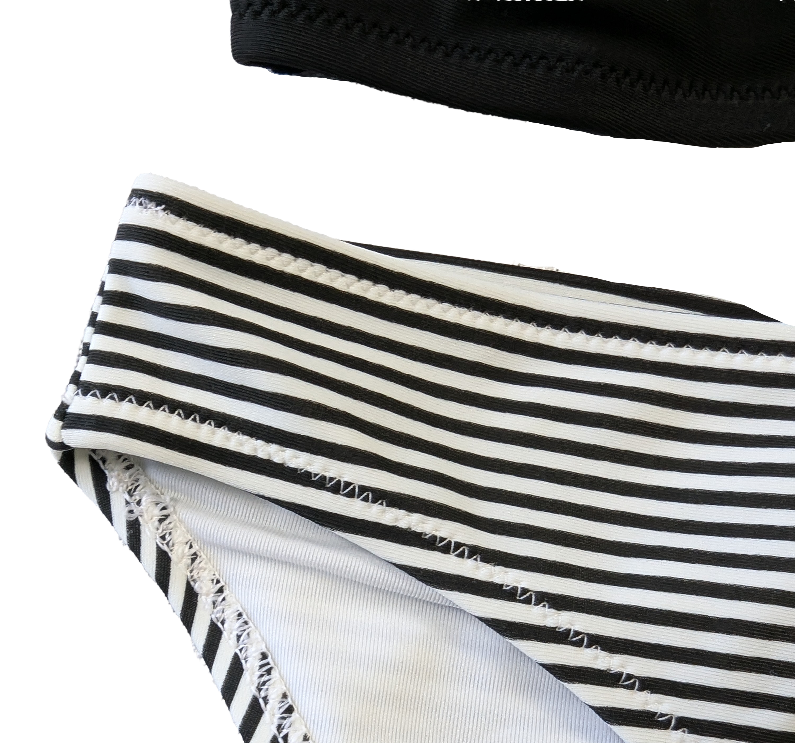 Aerie Bikini with Black Top and Black & White Striped Bottom NWT size S Get ready to slay the summer pool game with this Aerie Bikini. The black top and black & whit