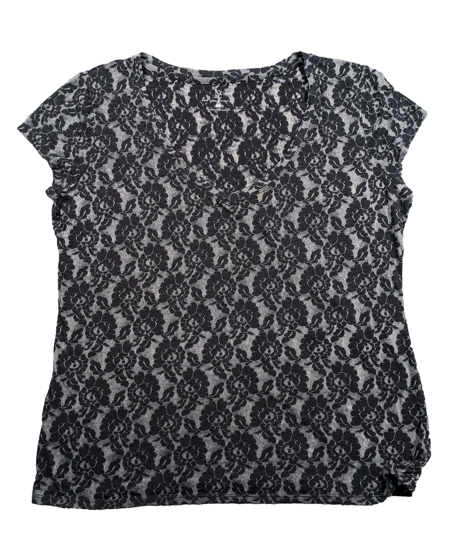 NY & Co Semi-Sheer Lace Print T Shirt Size XL Say hello to your new fa