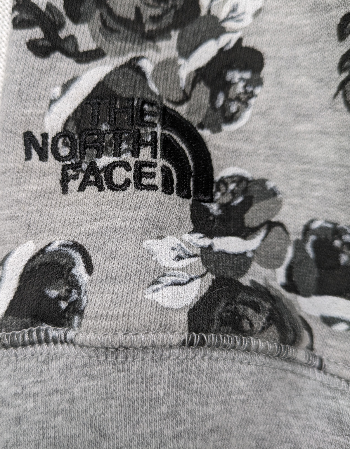 The North Face Gray Sweatshirt with Black Rose Print Size Large