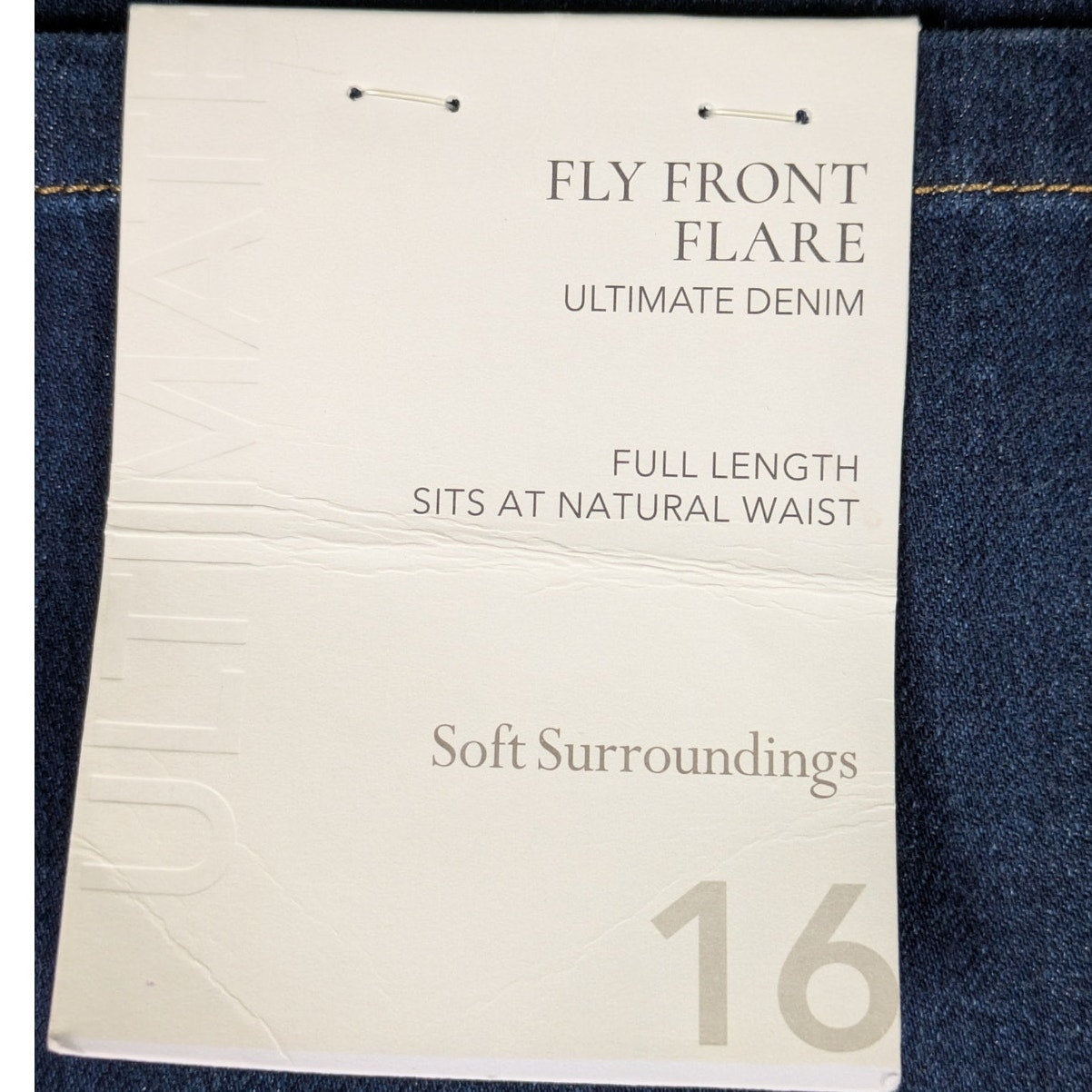 Soft Surroundings Fly Front Flare Ultimate Denim Size 16 NWT