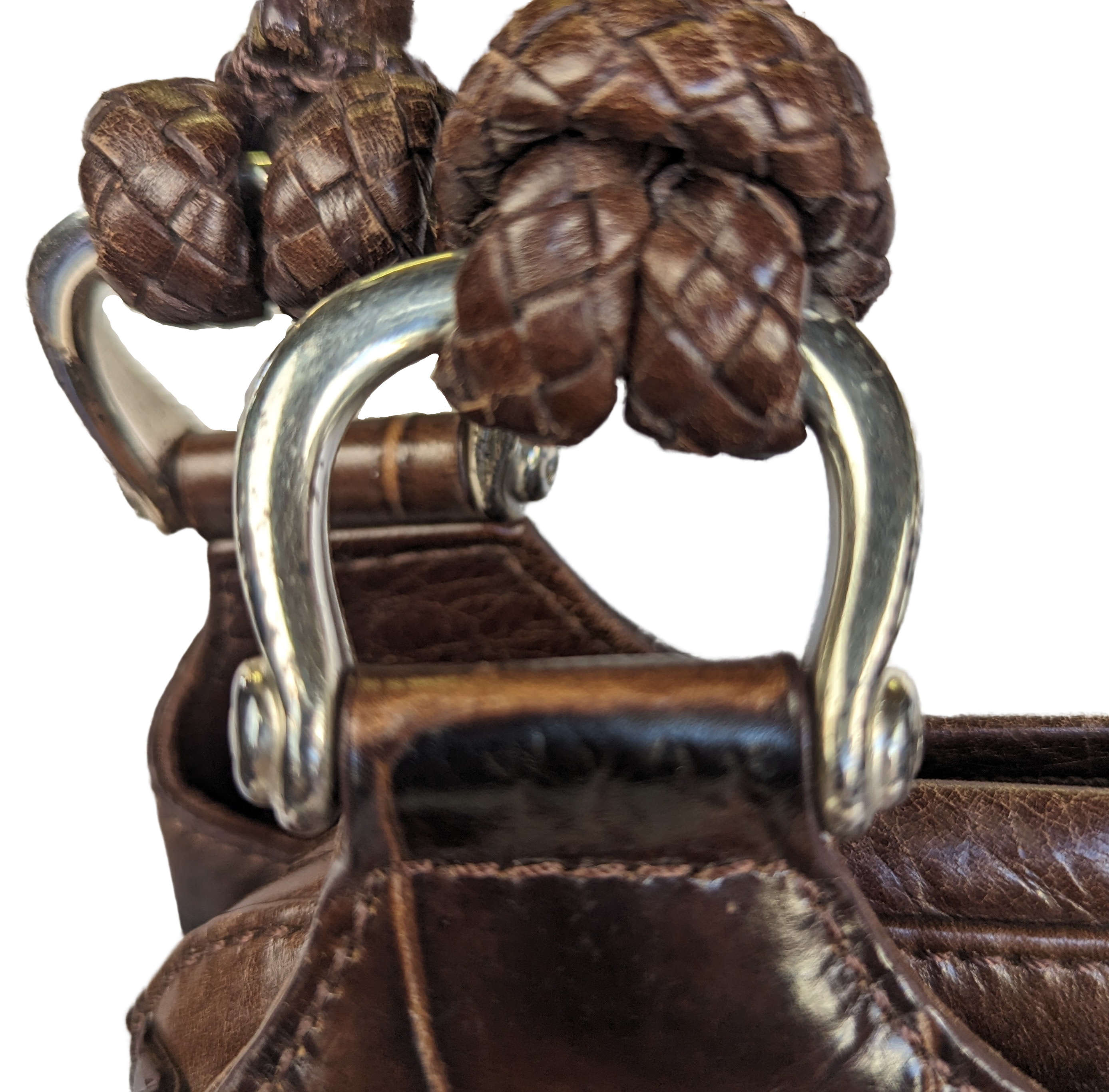 BrightonIn excellent pre-owned condition, Brighton Katarina Shoulder Bag in Brown Leather with glazed crocodile texture accents,  Braided Dual Handles and Silvertone HardwarHandbagBrighton Katrina Brown Leather Shoulder Bag - EUCBrighton Katrina Brown Leather Shoulder Bag - EUC