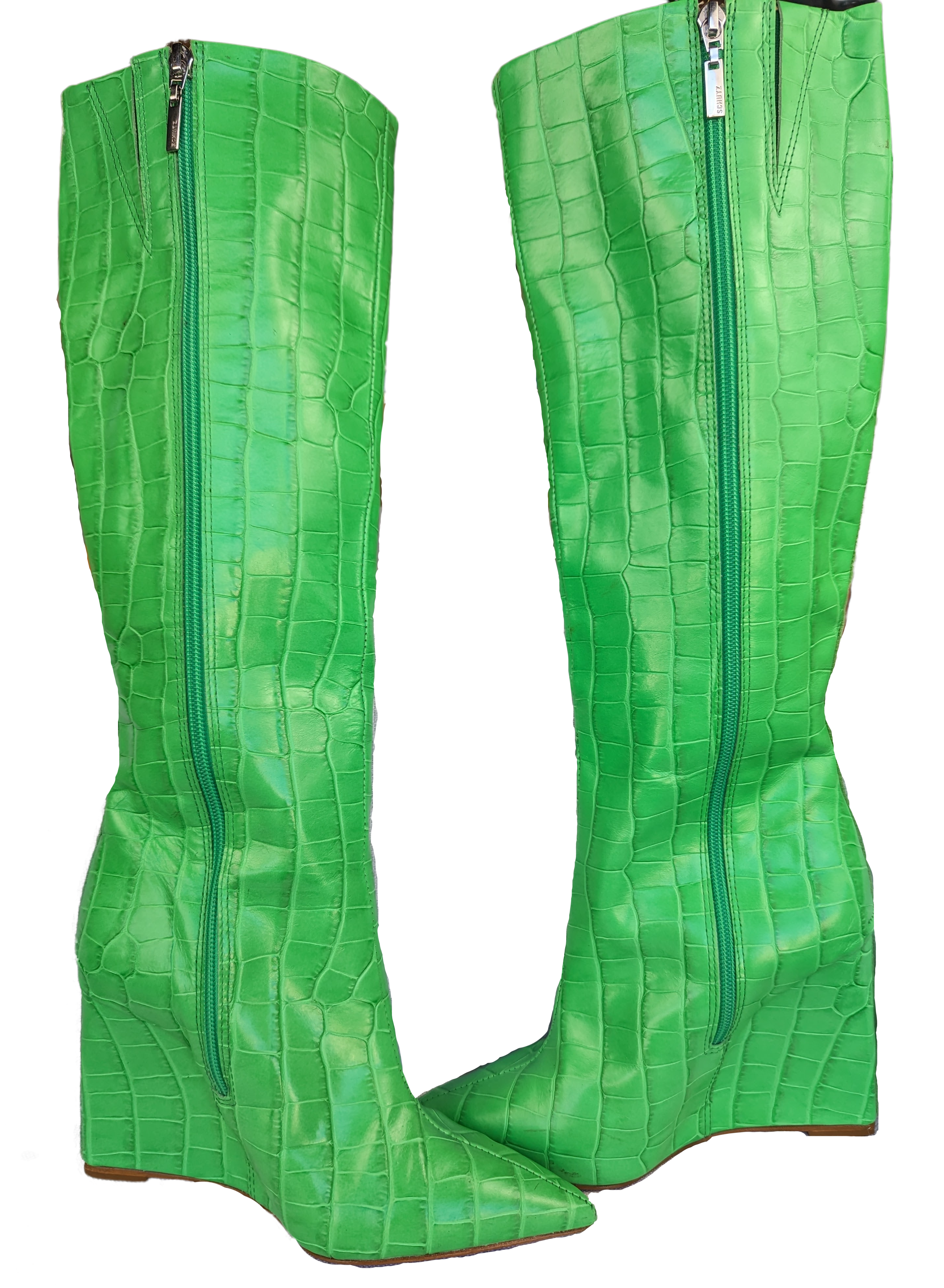 SchutzNothing says style like a great pair of boots!  Make your fashion statement is these amazing faux croc leather boots from Schutz! All your friends will be green withShoesSchutz Asya Up Wedge Knee High BootsWedge Knee High Boots