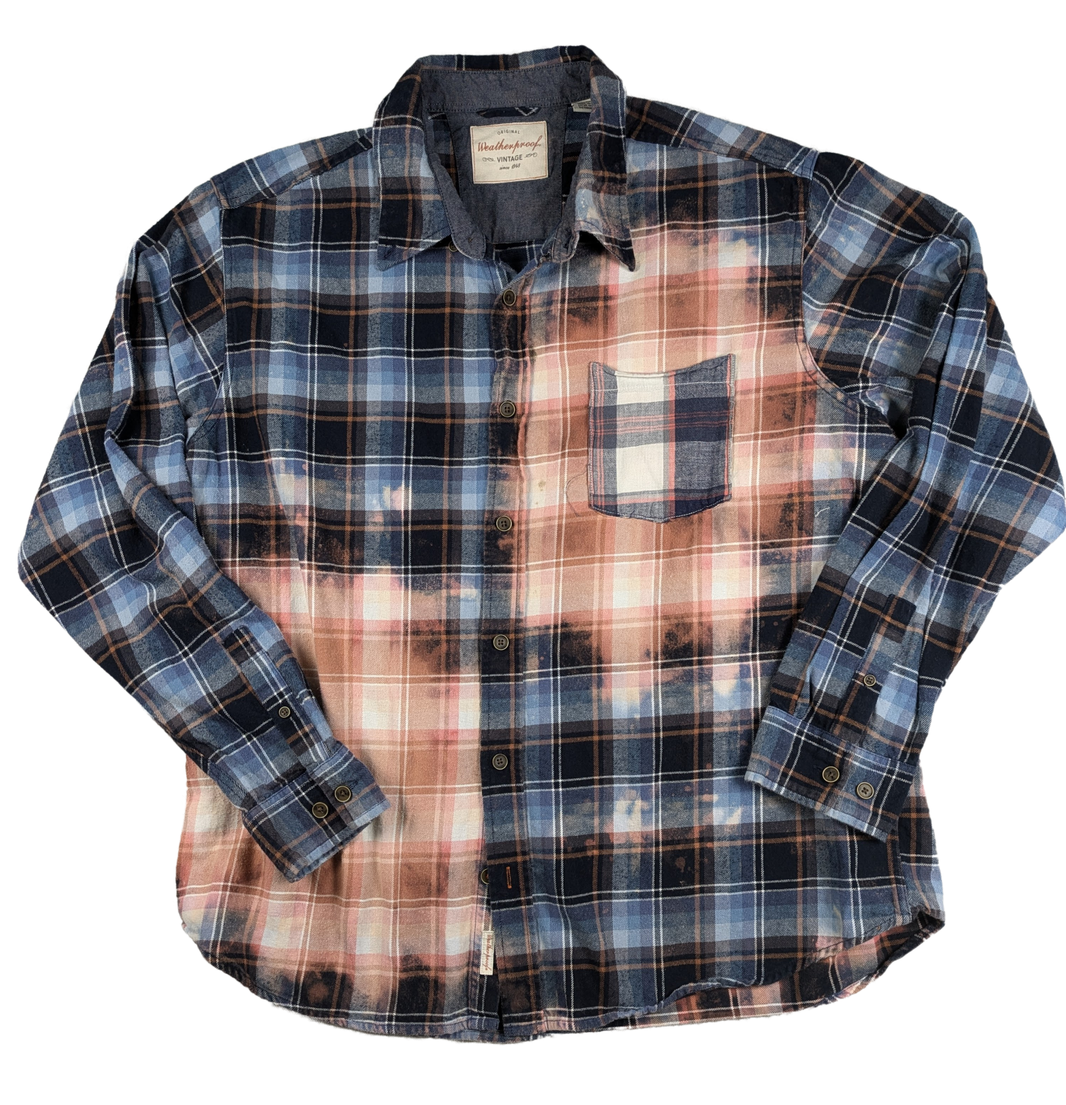 Refreshed - Original Weatherproof Vintage Flannel Upcycled with Pink Floyd Proclaim your love for all things rock-n-roll with this cozy flannel, embellished with Pi