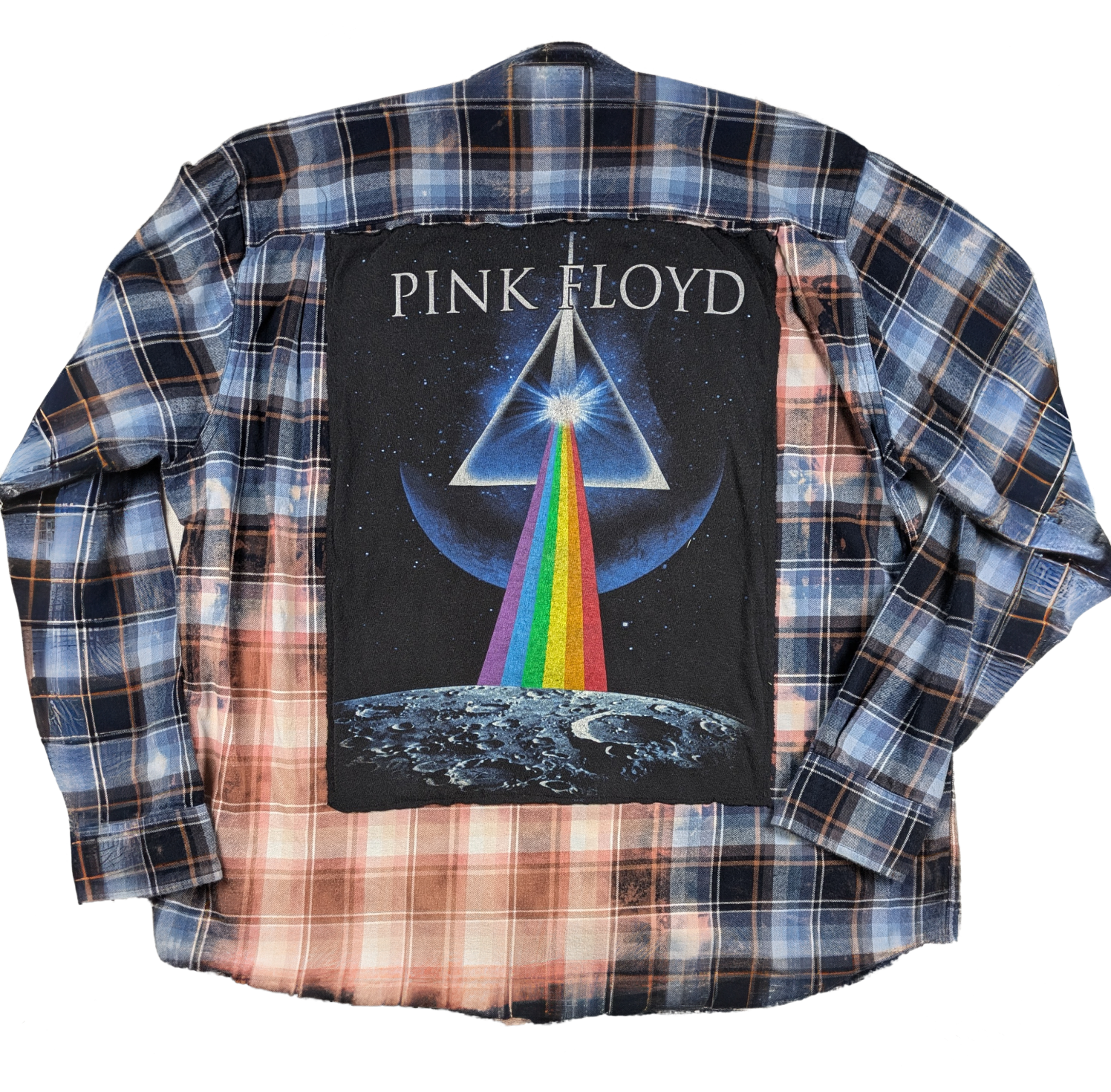 Refreshed - Original Weatherproof Vintage Flannel Upcycled with Pink Floyd Proclaim your love for all things rock-n-roll with this cozy flannel, embellished with Pi