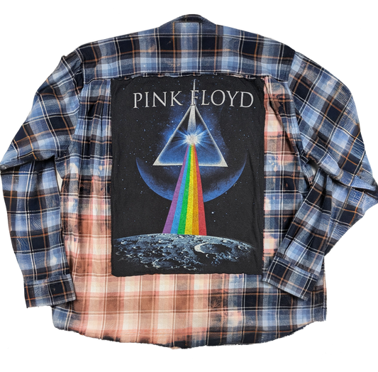 Refreshed - Original Weatherproof Vintage Flannel Upcycled with Pink Floyd Proclaim your love for all things rock-n-roll with this cozy flannel, embellished with Pi