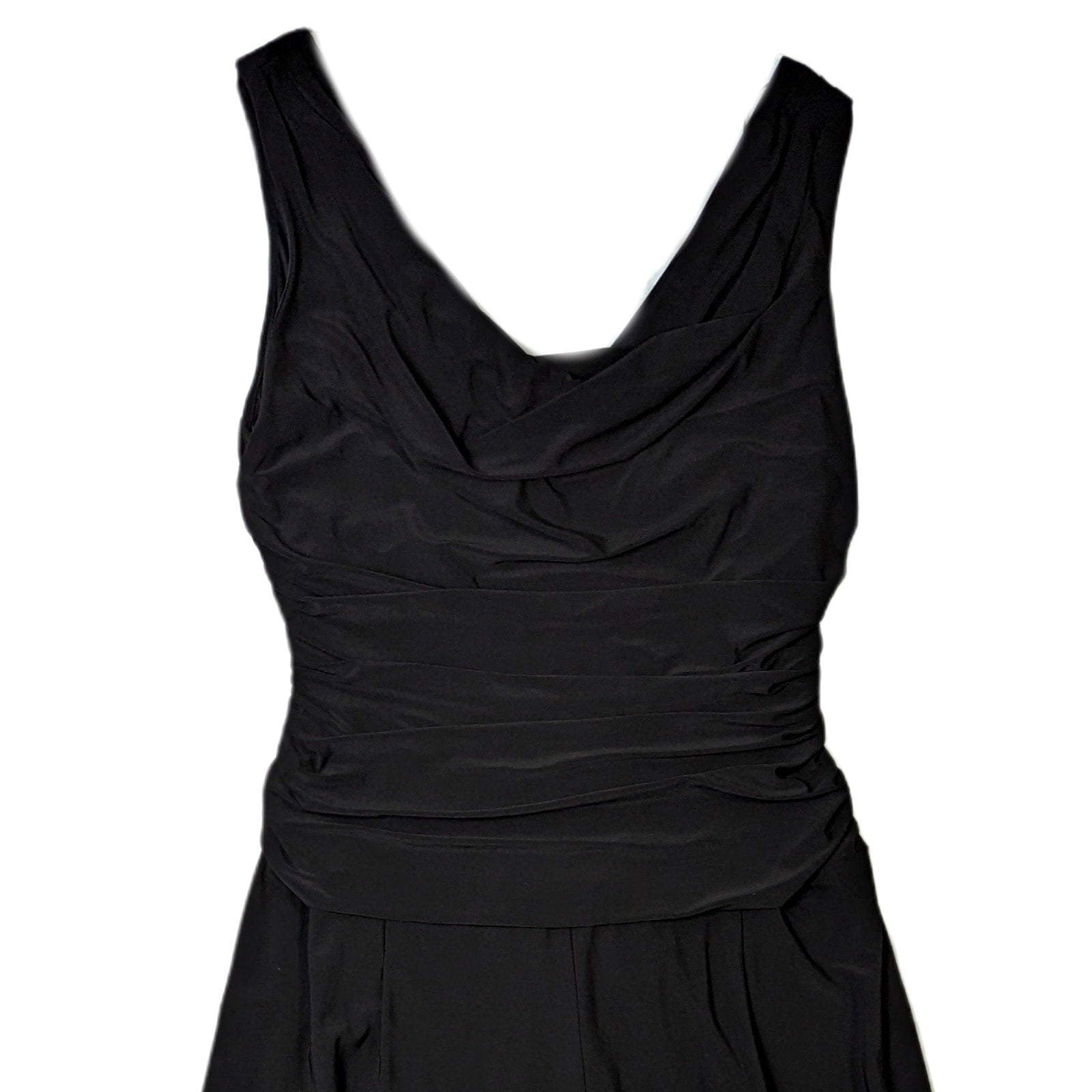 R & M Richards Black Sleeveless Knit Jumpsuit Size 12