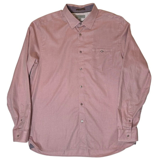 Ted Baker London Long Sleeve Button Down Pink Dress Shirt size 5 Elevate your wardrobe with this stylish Ted Baker London Men's Long Sleeve Dress Shirt in a sophisti