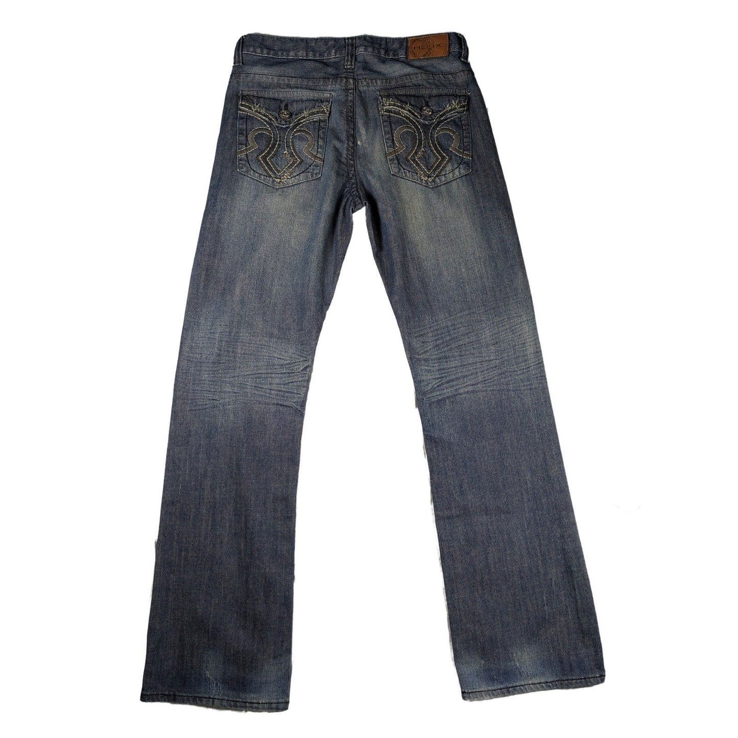 Helix Boot Cut Men's Jeans with Embroidered Pockets Size 34/34 Sustainable fashion isn't about compromise—it's about choosing pieces with soul. This pair carries his