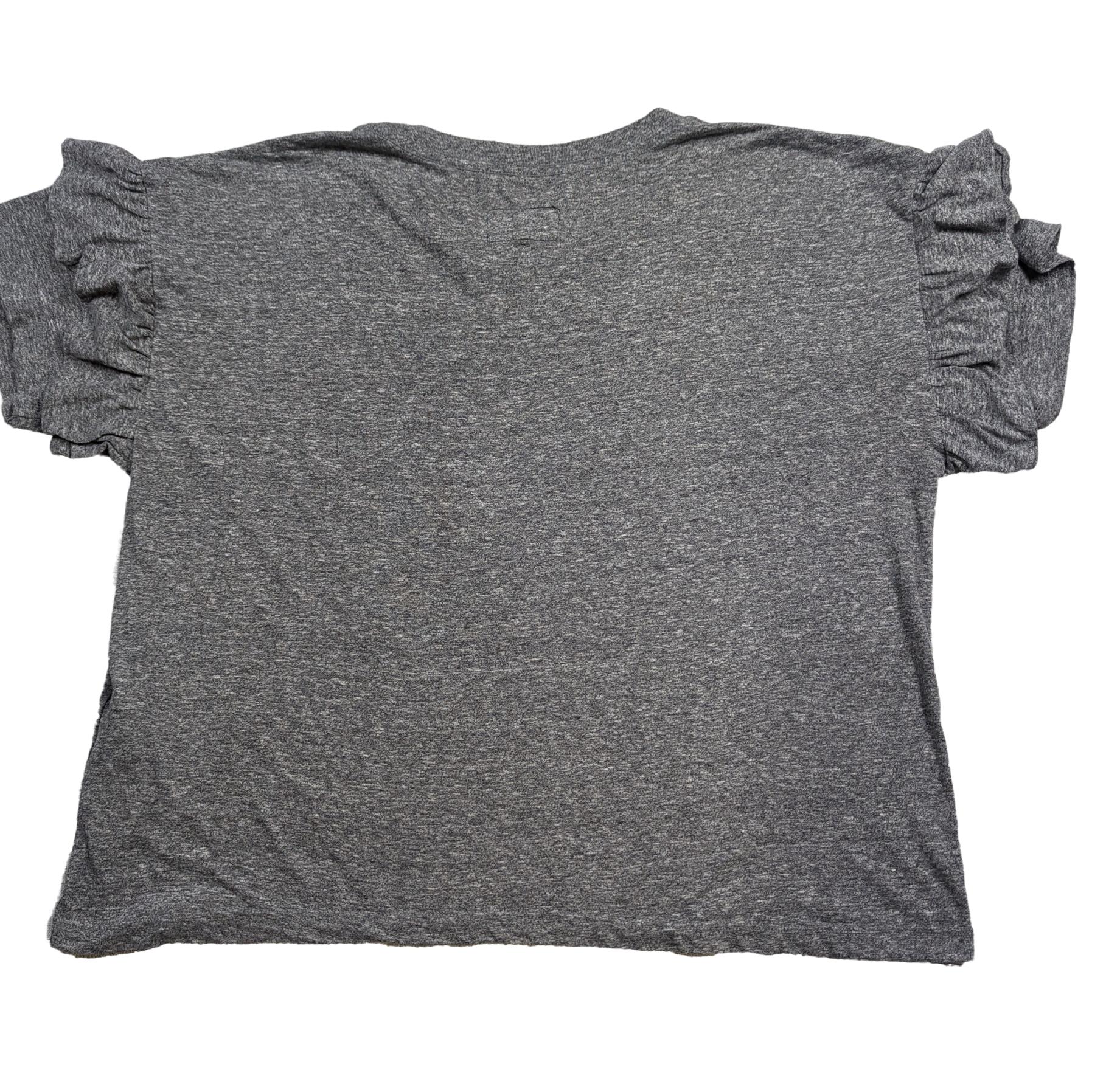 Current Elliott The Roadie Ruffle Sleeve Cotton Tee Size 2 Playful and comfy Current/Elliott The Roadie Tee boasts an oversized fit in soft heather gray cotton. With