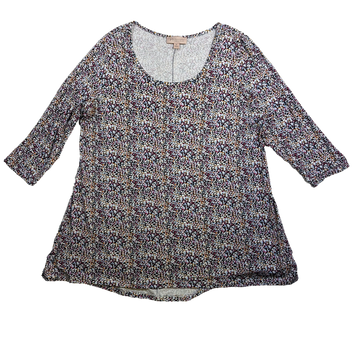 Philosophy Three-Quarter Sleeve Multi-colored Tunic Size 2X Unleash your inner philosopher with this whimsical tunic! The flowy silhouette and three-quarter sleeves 