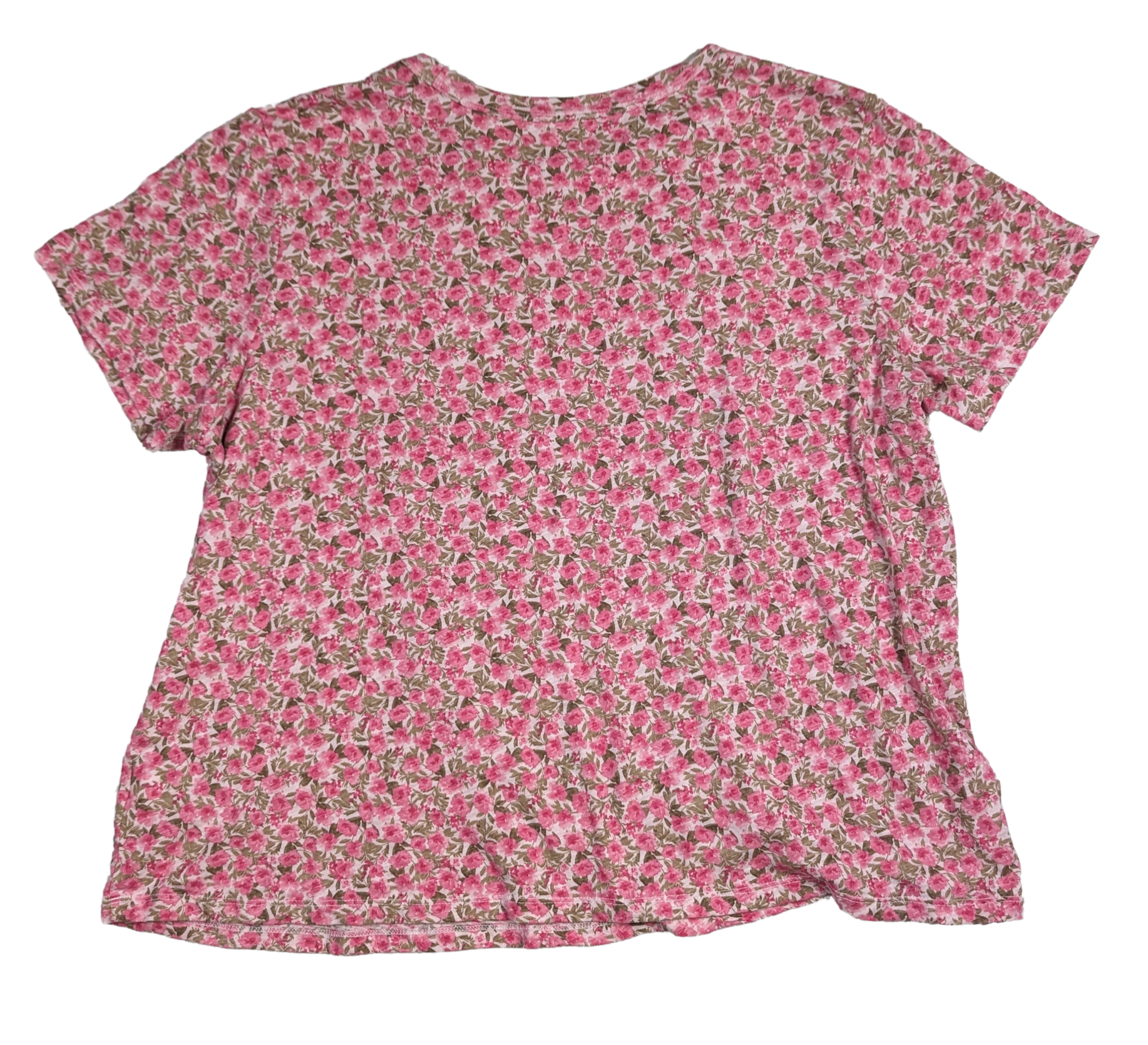 Old Navy Pink Floral T shirt Size XL Make a statement with this playful Old Navy T-shirt! Featuring a vibrant pink floral design, this cotton shirt is both stylish a