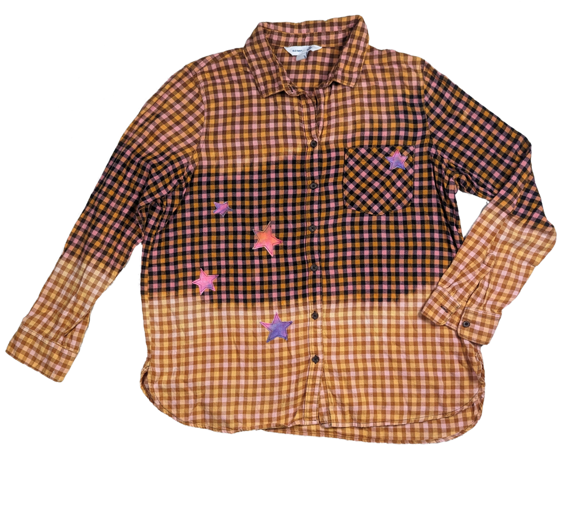 REFRESHED - Old Navy Plaid bleached crafted shirt Size XL Revamp your wardrobe with this playful and quirky REFRESHED Old Navy Plaid bleached crafted shirt in size X