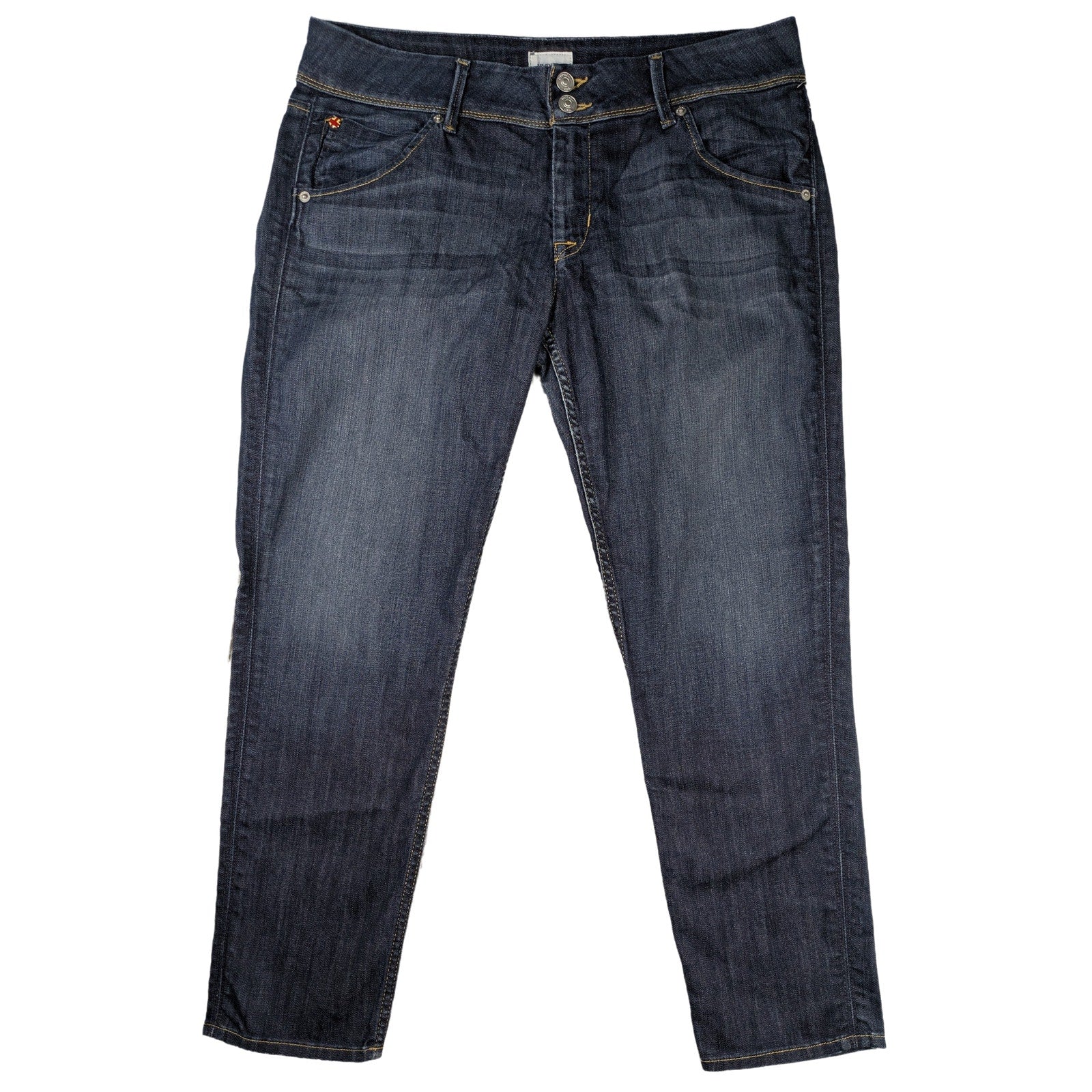 Hudson Jeans Collin Flap Skinny Crop Dark Size 31 Add a touch of edgy style to your wardrobe with these Hudson Collin Flap Pocket Skinny Crop Jeans! These jeans are 