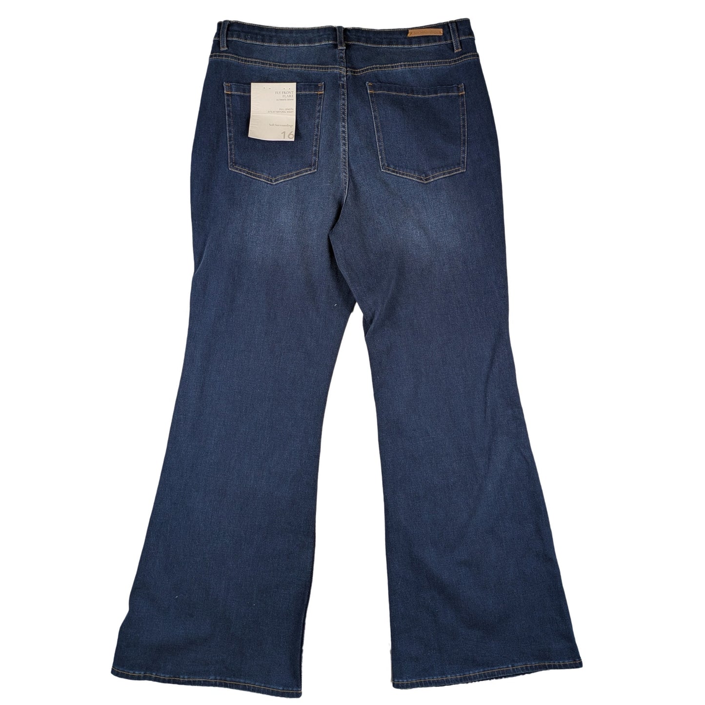 Soft Surroundings Fly Front Flare Ultimate Denim Size 16 NWT