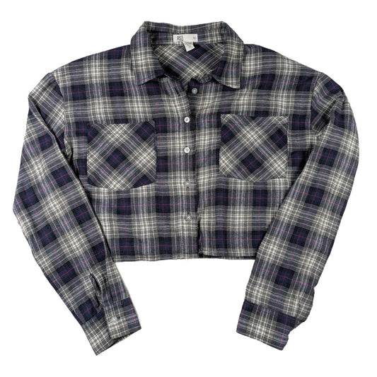 RSQ Cropped Flannel Shirt Size XS Get ready to add a pop of color to your wardrobe with this adorable RSQ cropped flannel shirt! This shirt is in excellent condition 