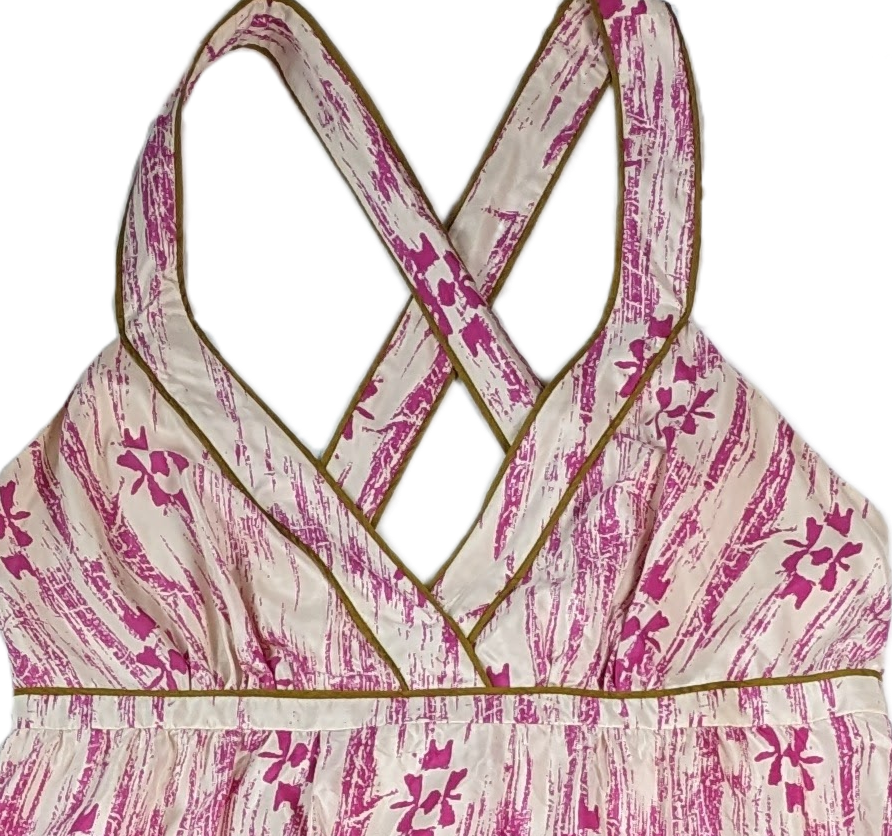 Ann Taylor Loft Silk Maxi Sundress with criss-cross straps and vibrant colors. This Loft Silk Maxi Sundress is a picture perfect piece! Soft ivory silk is adorn the 