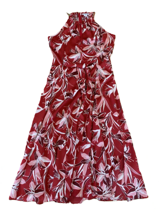 Bar III Red Print Flowy Halter Dress Size Small