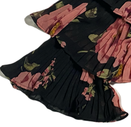 Lucy Paris Black Floral Ruffle Sleeve Blouse Size Small