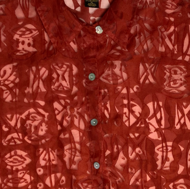 Mirasol 3/4 Sleeve Burn Out Blouse Size XL Make a statement with this vibrant red Mirasol blouse, designed to let your personality shine through. The burnout fabric