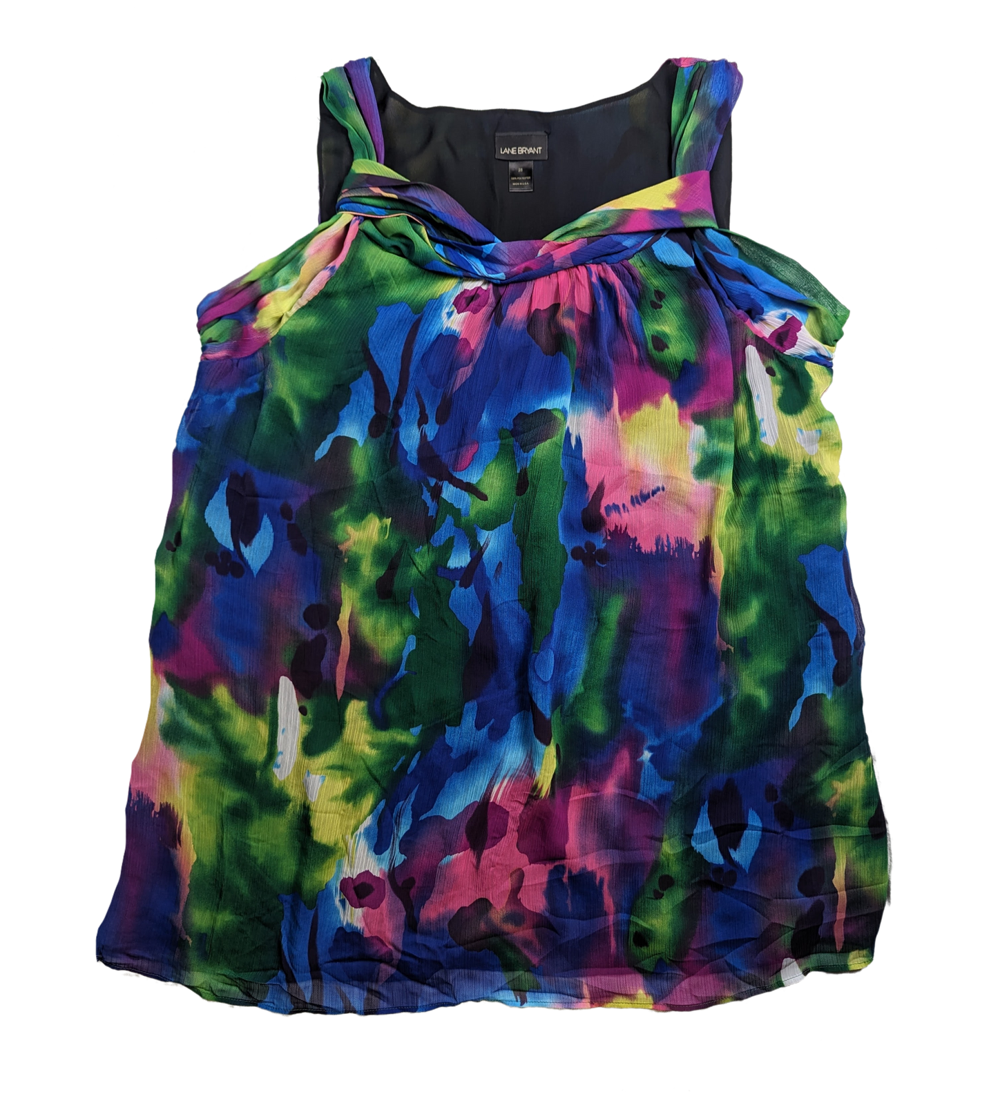 Lane Bryant watercolor Abstract Mini chiffon Dress Unleash your artistic side with the Lane Bryant Watercolor Abstract Mini Chiffon Dress. Perfect for a size 28, thi